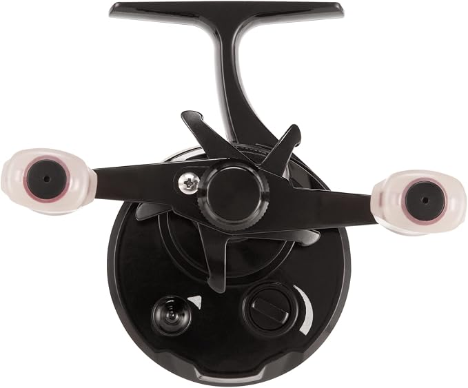 13 Fishing - Descent Aluminum - Inline Ice Fishing Reel - 2.7:1 Gear Ratio - Left Hand Retrieve (Aluminum Spool Gen 2 Design) - D2AL-2.7-LH, Black/Red