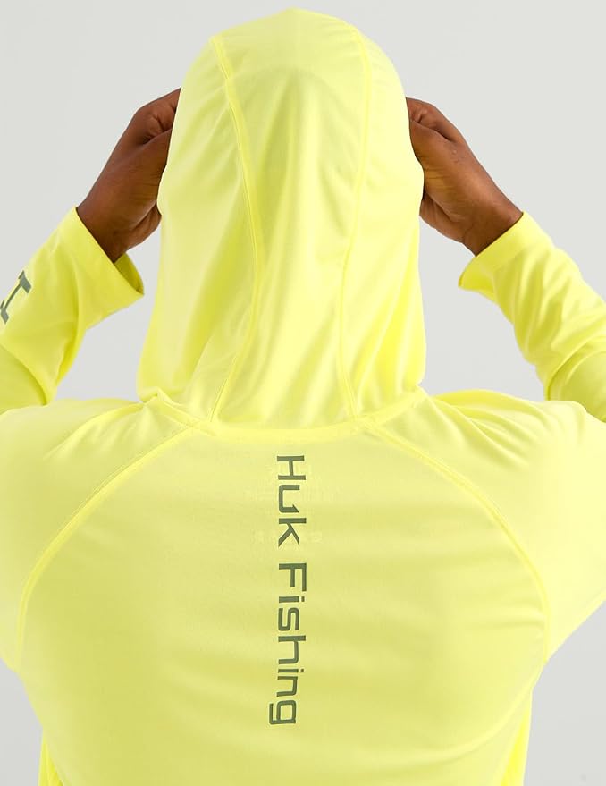 HUK Mens Pursuit Vented Long Sleeve Hoodie, Fishing Shirt with Hood
