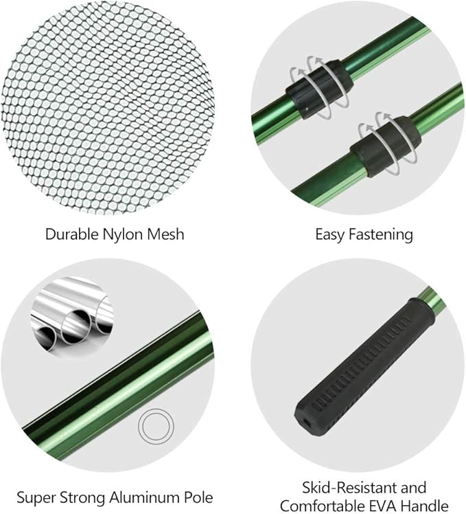 RESTCLOUD Fishing Landing Net with Telescoping Pole Handle, Fishing net Freshwater for Kids Men Women, Extend to 40-63 Inches