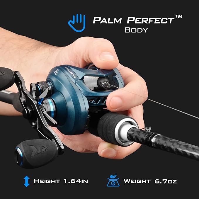 KastKing MegaJaws Elite Baitcasting Fishing Reel, New AutoMag Dual Braking System, Only 6.7oz, 17.64 LBs Carbon Fiber Drag, 11+1 Shielded BB, High Speed 5.4:1 to 9.1:1 Gear Ratios