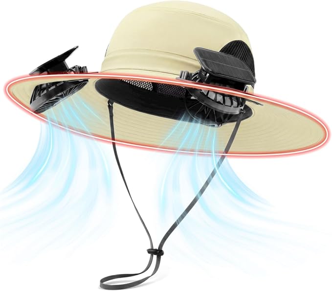 Solar Fan Hat with Steel Brim for Men Women UPF 50+ Garden Outdoor Fishing Beach Essential
