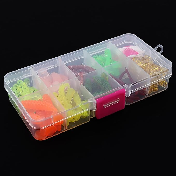 68pcs Fishing Topwater Lures Kits Mixed Artificial Baits Tackle Box, Soft Plastic Fishing Lures Baits Including Soft Worm Centipede for Bass Trout Walleye