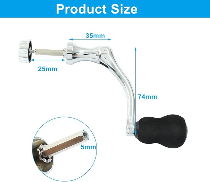 Fishing Spinning Reel Handle Replacement, Metal Fishing Reel Rotary Knob Power Handle, Middle Size Type 1000-4000