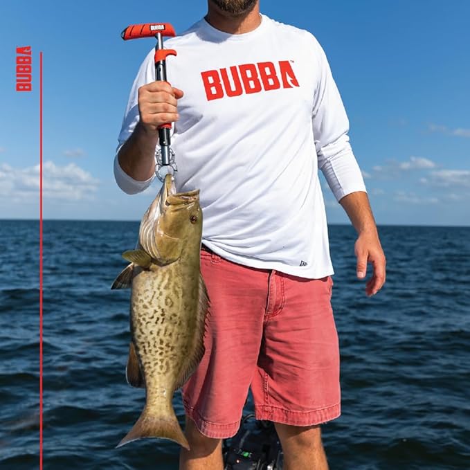 Bubba Fish Lip Grabber, Non-Slip Handle, Easy Reach Trigger, Analog Fish Scale, Marine Rated Stainless Steel for Freshwater and Saltwater Fishing