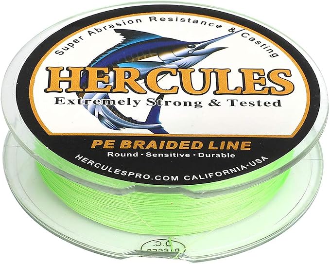 HERCULES Cost-Effective Super Cast 8 Strands Braided Fishing Line 10LB to 300LB Test for Salt-Water,109/328/547/1094 Yards(100M/300M/500M/1000M),Diam.#0.12MM-1.2MM,Hi-Grade Performance,Variety Colors