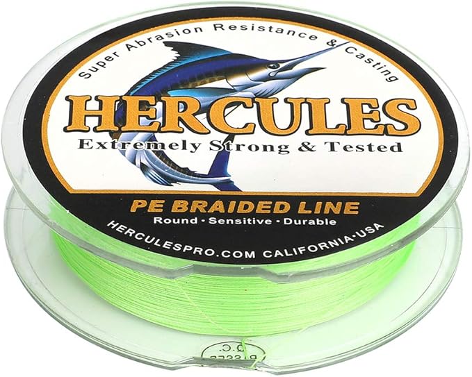 HERCULES Cost-Effective Super Cast 8 Strands Braided Fishing Line 10LB to 300LB Test for Salt-Water,109/328/547/1094 Yards(100M/300M/500M/1000M),Diam.#0.12MM-1.2MM,Hi-Grade Performance,Variety Colors