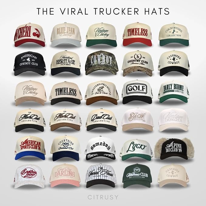 Vintage Western Trucker Hat | Men & Women | Country Cute Caps for Cowgirls Cowboys | Camo Denim Embroidered Cotton | Snapback
