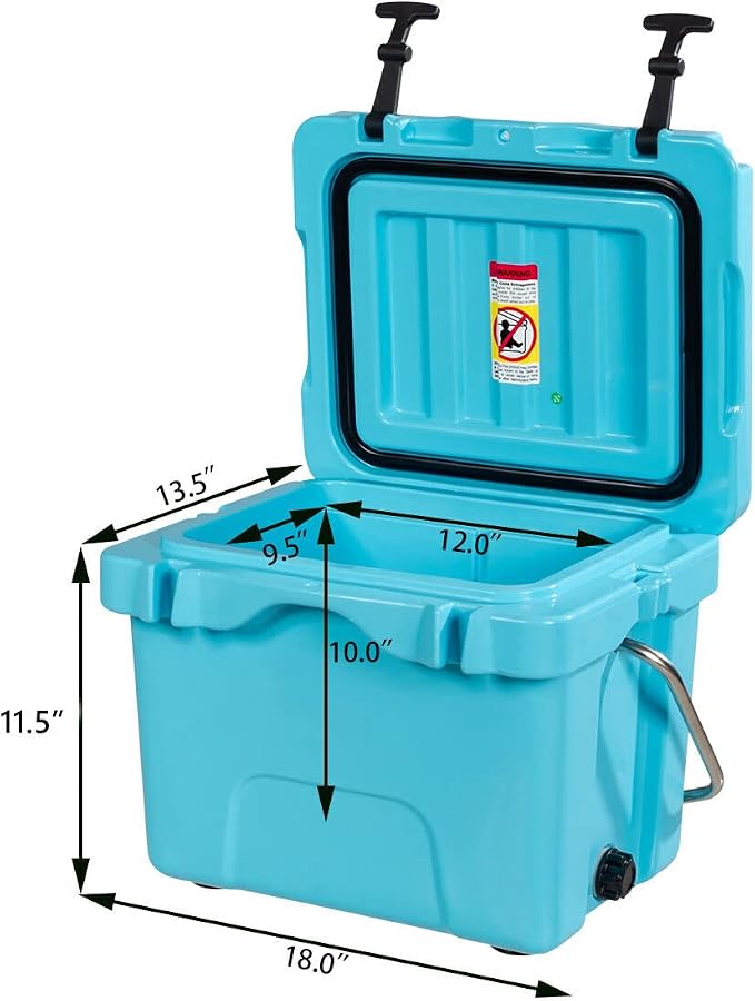 Goplus 16 Quart Cooler, 24-Can Capacity Ice Chest with 2 Cup Holders, 3-5 Days Ice Retention, Portable Insulated Ice Box for Camping, Fishing Outdoor Activities