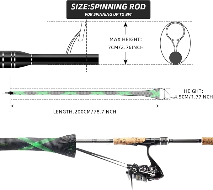 SF Fishing Rod Sock Fishing Rod Sleeve Rod Cover Braided Mesh Rod Protector Pole Gloves Fishing Tools for Spinning Fishing Rod,Casting Rod,Musky Rod, Ice Rod, Fly Rod, Spey Rod
