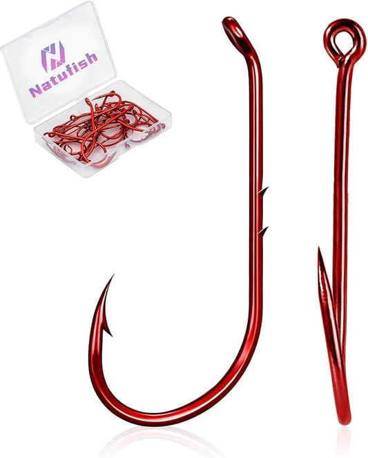 Baitholder Fishing Hooks 50Pcs Bait Holder Hooks Offset/Double Barbed/Long Shank/Down Eye for Soft Live Baits Saltwater