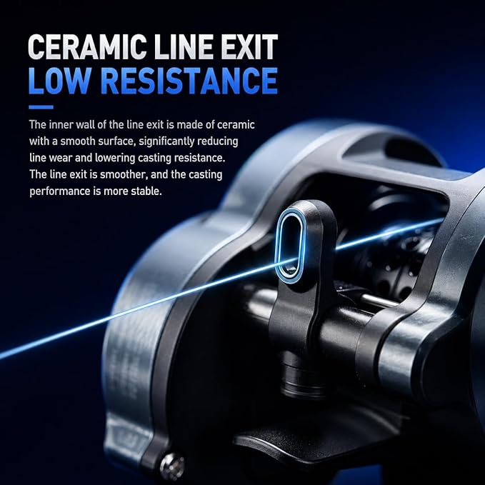 Round DC Baitcasting Reel, Digital Control Anti-Backlash with Signature DC Sound, 7.1:1 Gear Ratio, 17.6LB Drag for Bass Freshwater
