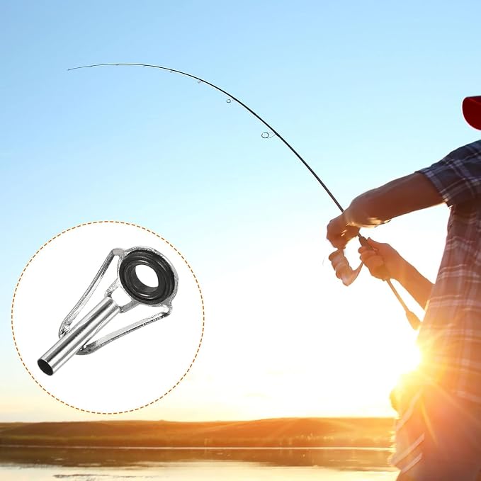 50 Pieces Fishing Rod Tip Repair Kit Rod Tips Kit Replacement for Freshwater Saltwater Rods Stainless Steel Ceramic Ring Guide Replacement Kit