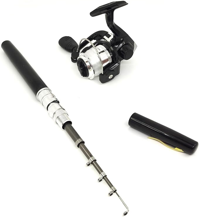 Pocket Mini 38inches Telescopic Pen Fishing Rod and Reel Combo, Portable Fishing Pole with Line Lure Hook for River Lake Reservoirs Ice Etc