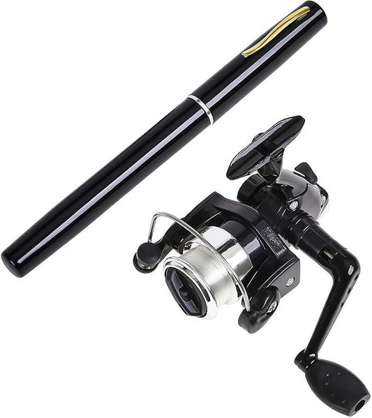 Pen Fishing Rod Kit,Pocket Size Fishing Rod,Mini Pocket Telescopic Rod with Spinning Reel,Portable Collapsible Telescopic Fishing Pole,Fishing Rod Reel Combo Kit for Saltwater Freshwater