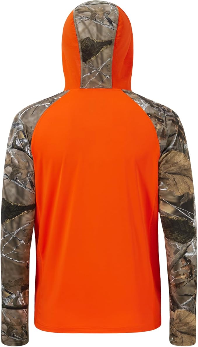 BASSDASH Men’s UPF 50 Performance Fishing Shirt Cooling Hoodie Camo Long Sleeve FS17M