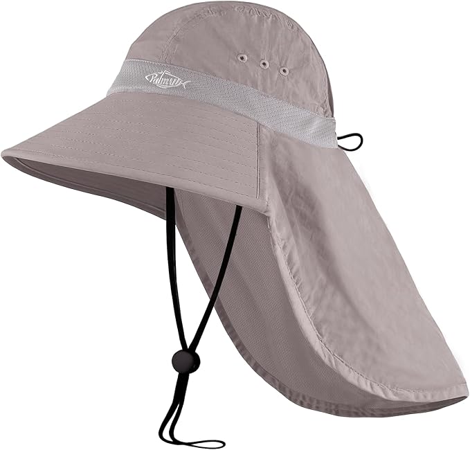 Palmyth Fishing Hat UPF 50+ Sun Hat Wide Brim Neck Flap Breathable Mesh Safari Hat UV Protection for Men Women