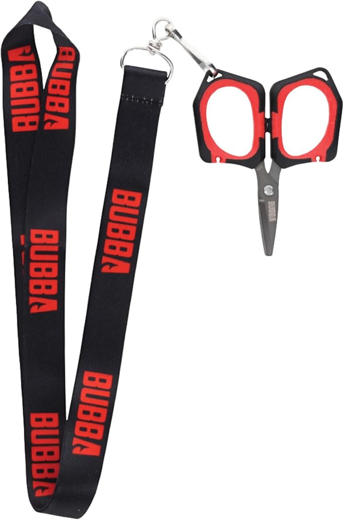 Bubba Micro Fishing Shears with Lanyard, Titanium-Nitride Coated Blades, Cuts through Monofilament, Fluorocarbon, and Braided Line, For Fishing
