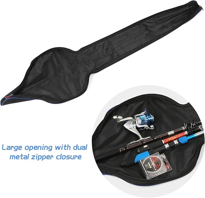 Lixada 63 Inch Fishing Rod Bag Portable Fishing Rod Reel Protective Case, Folding Fishing Pole Holder Cover Rod Tackle Organizer