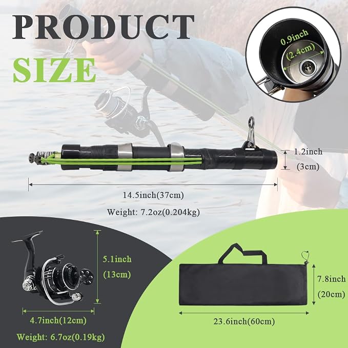 SUFFUSE Fishing Catapult Rod, Portable Carbon Fiber Fishing Poles and Reels Combo for Projecting Lures, Compact Freshwater and Saltwater Fishing Gear for Anglers Traveling