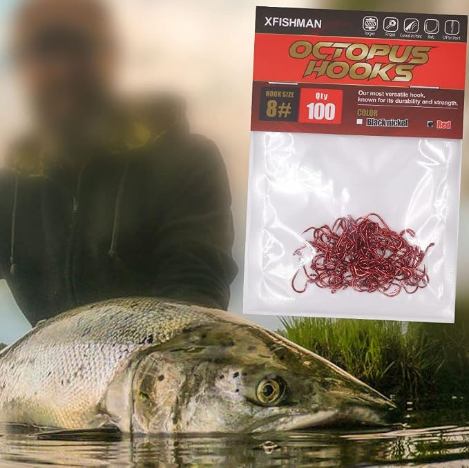 Octopus-Hook-Fishing-Beak-Circle-Hooks-Freshwater-Red-Black-100-50 Pack