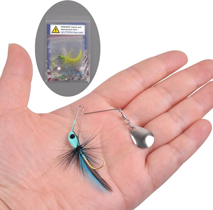 Spinnerbait Fishing Lures for Bass Trout Pike 6pcs Mini Rooster Bait Tail Fishing Spinner Lures Crappie Perch Bluegill Panfish Hard Metal Spinner Bait Jigs Freshwater Saltwater