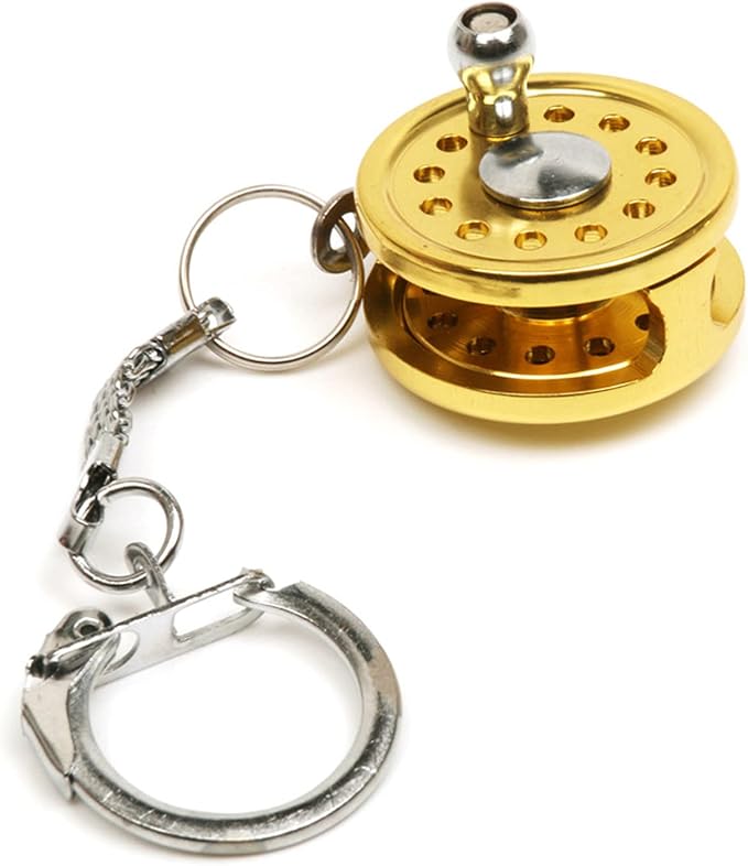 VBESTLIFE Mini Fishing Reel Keychain, Aluminum Alloy Fly Reel Key Ring Keychain Pendant Decorative Anglers