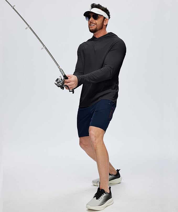 ZITY 5 Pack Mens UPF 50+ Hoodie Shirts Sun Protection Fishing Shirt Fast Dry Lightweight for Athletic Hiking Workout