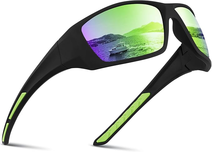 Polarized Sports Sunglasses for Men Women - Wrap Around Sun Glasses UV Protection for Fishing Running Driving