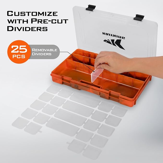 KastKing Tackle Boxes, Plastic Box, Plastic Storage Organizer Box with Removable Dividers - Fishing Tackle Storage - Box Organizer - 2 Packs /4 Packs Tackle Trays - Parts Box
