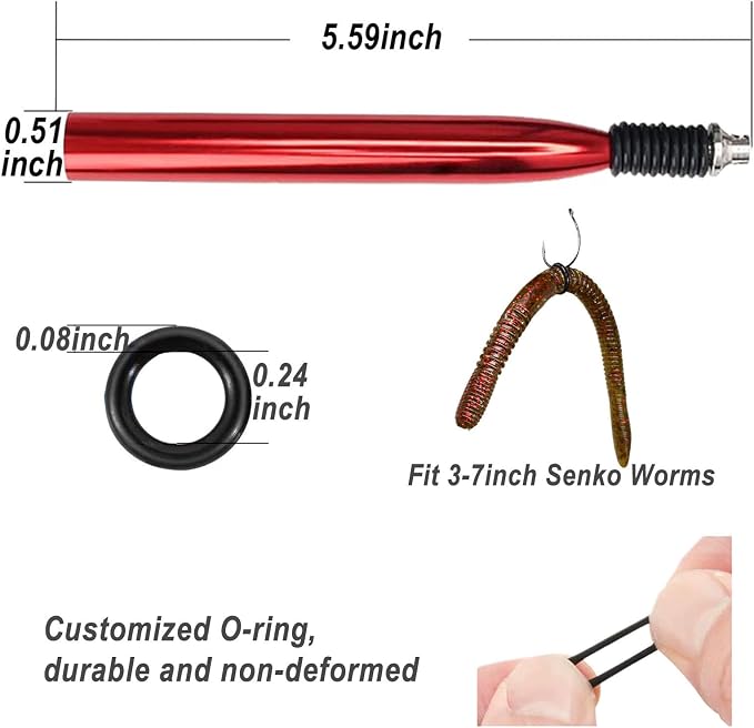 Wacky Rig Tool With Fishing O-Rings, Rigging Kit for Senko, Ring Tools for Clip Soft Baits Worms With Keychain Lanyard Fishing Bait Rigs