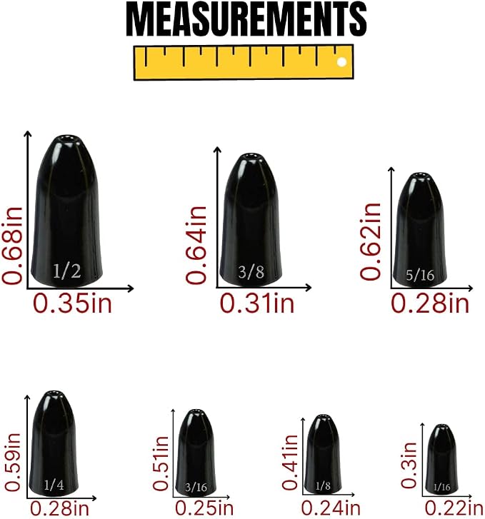 Reaction Tackle Tungsten Worm Weights for Bass Fishing - Bullet Shaped Sinkers/Fishing Weights - for Texas Rig and Carolina Rig/Size Stamped