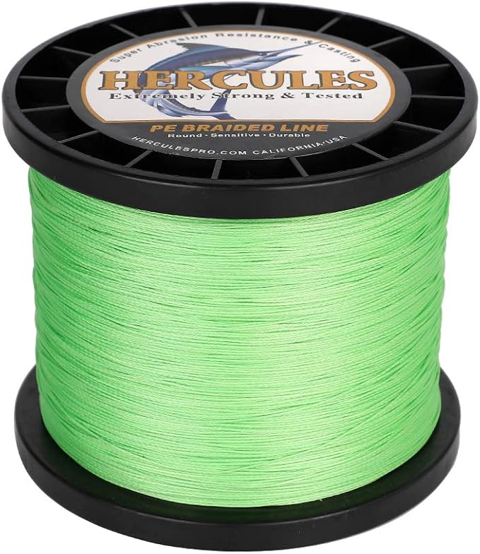 HERCULES Cost-Effective Super Strong 4 Strands Braided Fishing Line 6LB to 100LB Test for Salt-Water, 109/328 / 547/1094 Yards (100M / 300M / 500M / 1000M), Diam# 0.08MM - 0.55MM, Hi-Grade