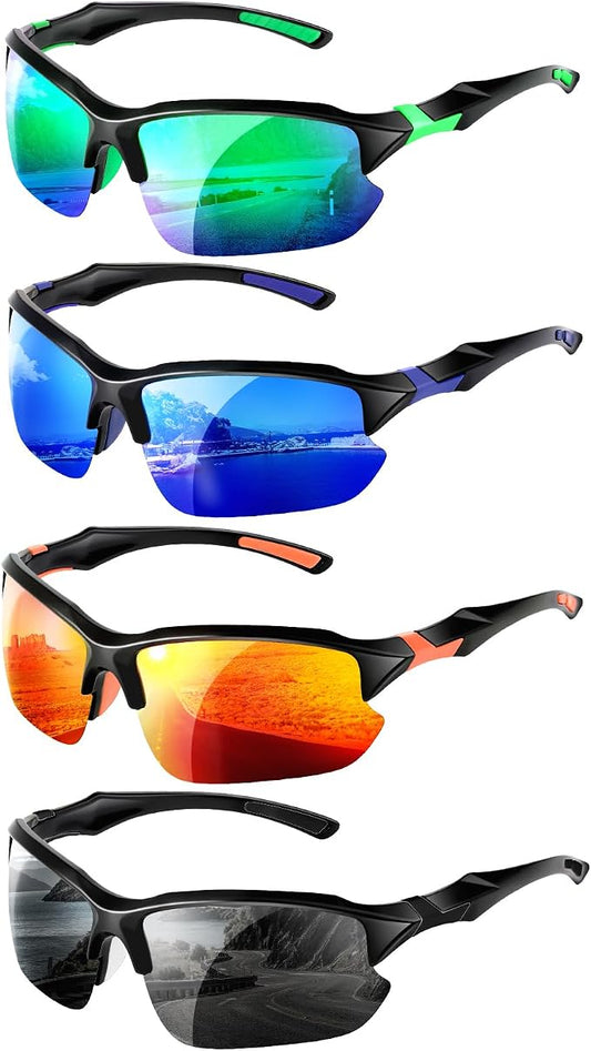4 PACK Polarized Sport Sunglasses for Women Men UV Protection,Running Cycling Fishing Sunglasses Outdoor