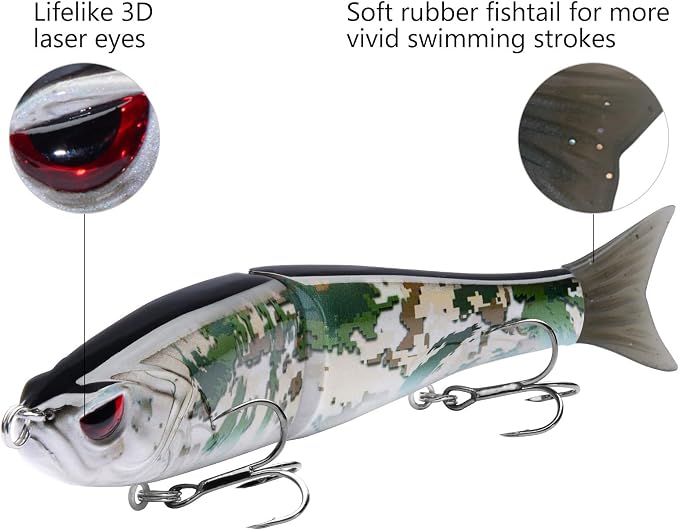 Bassdash SwimShad Glide Baits Jointed Swimbait Bass Pike Salmon Trout Muskie Fishing Lure