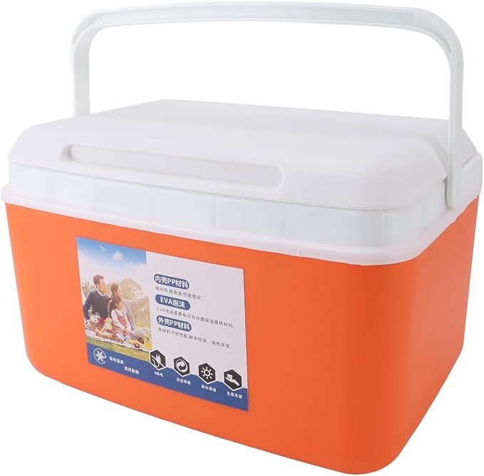 Insulated Portable Cooler Efficient Warm Cold Insulation Portable Hard Cooler Box Ice Cooler for Camping Picnic Beach Drink Beverage Fishing