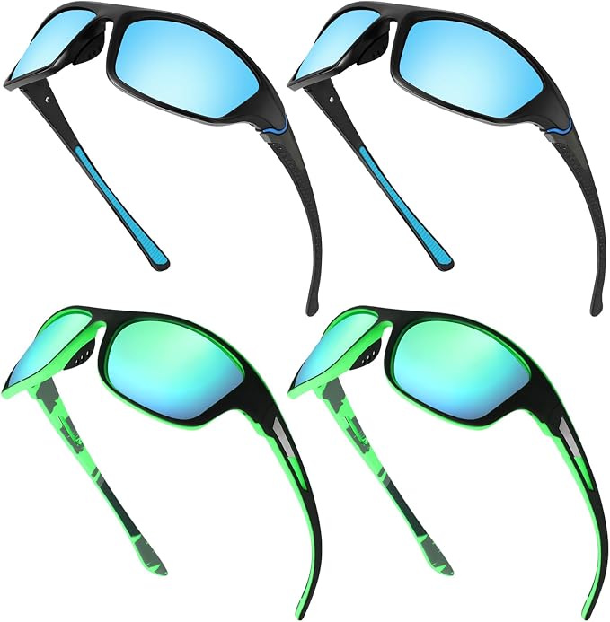 TOODOO 4 Pairs Men Polarized Sunglasses with UV Protection Driving Glasses Sports for Sport Outdoor Activities