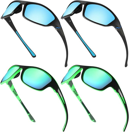 TOODOO 4 Pairs Men Polarized Sunglasses with UV Protection Driving Glasses Sports for Sport Outdoor Activities