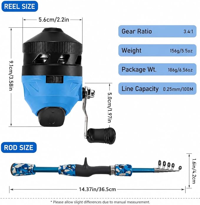 Catapult Fishing Rod Combo with Spincast Reel & Complete Tackle Kit, Slingshot Casting System, 15-25M Distance for Beginners