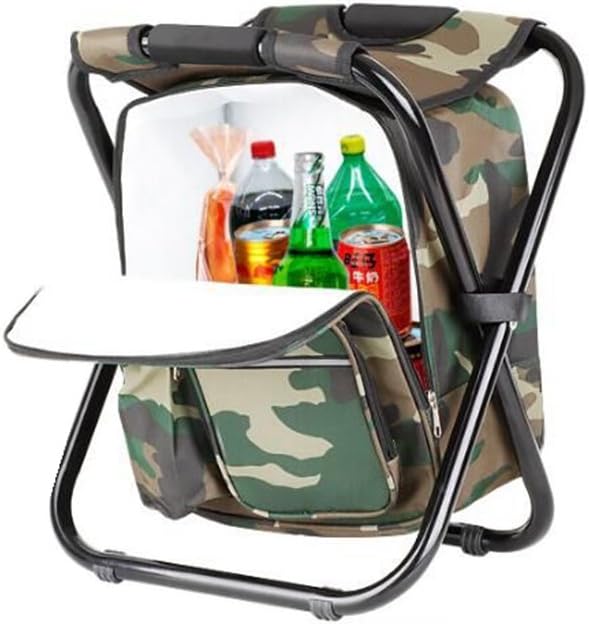 FCFKUK Bright starl Multifunction Folding Cooler and Stool Backpack, Hiking Camouflage Seat Table Bag Camping Gear for Outdoor Indoor Fishing Travel Beach