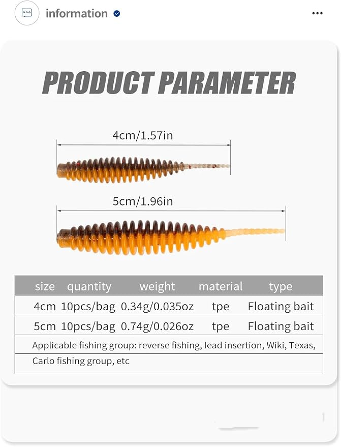50-Piece 5ColorsTPE Threaded Needle-Tail Soft Lure - Lifelike Worm-Shaped Artificial Bait for Freshwater Fishing 1.57in 0.012oz 1.97in 0.026oz