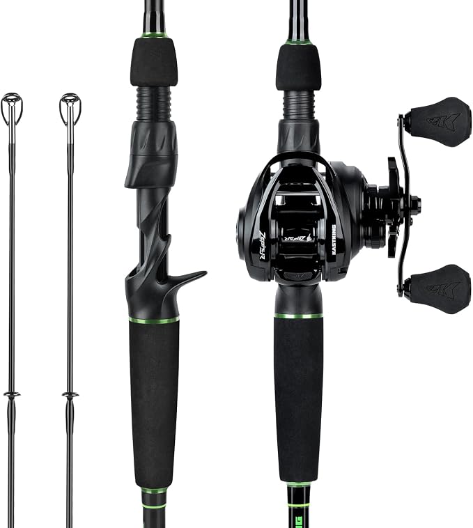 KastKing Zephyr Dual-Tip Fishing Rod and Reel Combo,Spinning & Baitcaster Combo,Dual Tips Section for Different Powers,IM6 Graphite 2-Piece Rod with Extra Tip,Sensitive & Powerful,Freshwater Fishing