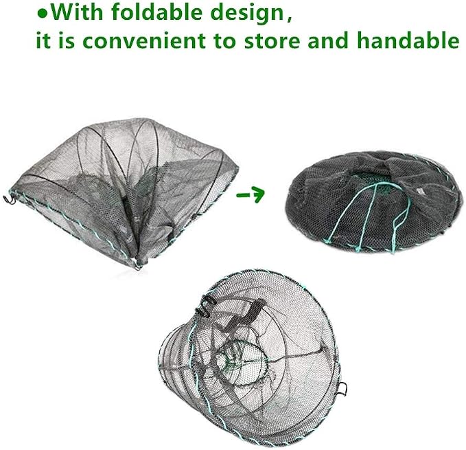 Fishing Bait Trap,2 Packs Crab Trap Minnow Trap Crawfish Trap Lobster Shrimp Collapsible Cast Net Fishing Nets Portable Folded Fishing Accessories,12.6X20.1inches