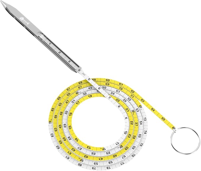 the Ultimate Measuring Fish Stringer with First-Ever Built-in Tape Measure - Trout & Crappie Measuring Device - Ideal Fishing Equipment & Gear for Kayak or Spearfishing Stringer (8ft)