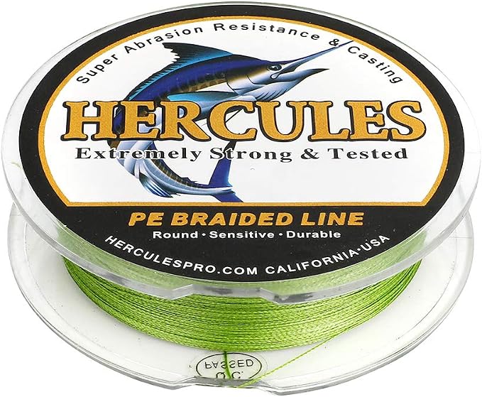 HERCULES Cost-Effective Super Strong 4 Strands Braided Fishing Line 6LB to 100LB Test for Salt-Water, 109/328 / 547/1094 Yards (100M / 300M / 500M / 1000M), Diam# 0.08MM - 0.55MM, Hi-Grade