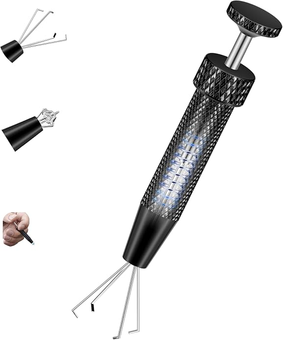 Upgraded Anti-Slip Piercing Ball Grabber Tool with Ergonomic Design for Changing Jewelry, Stainless Steel Jeweler Pick Up Tool 4 Claw Gem Piercing Changing Tool Body Piercing Kit for Ear Nose Lip