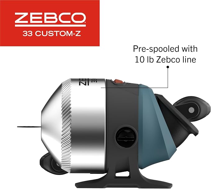 Zebco 33 Custom-Z Spincast Reel and Fishing Rod Combo, Telescopic Rod, 4.1:1 Gear Ratio, 14-Piece Strike King Tackle Kit
