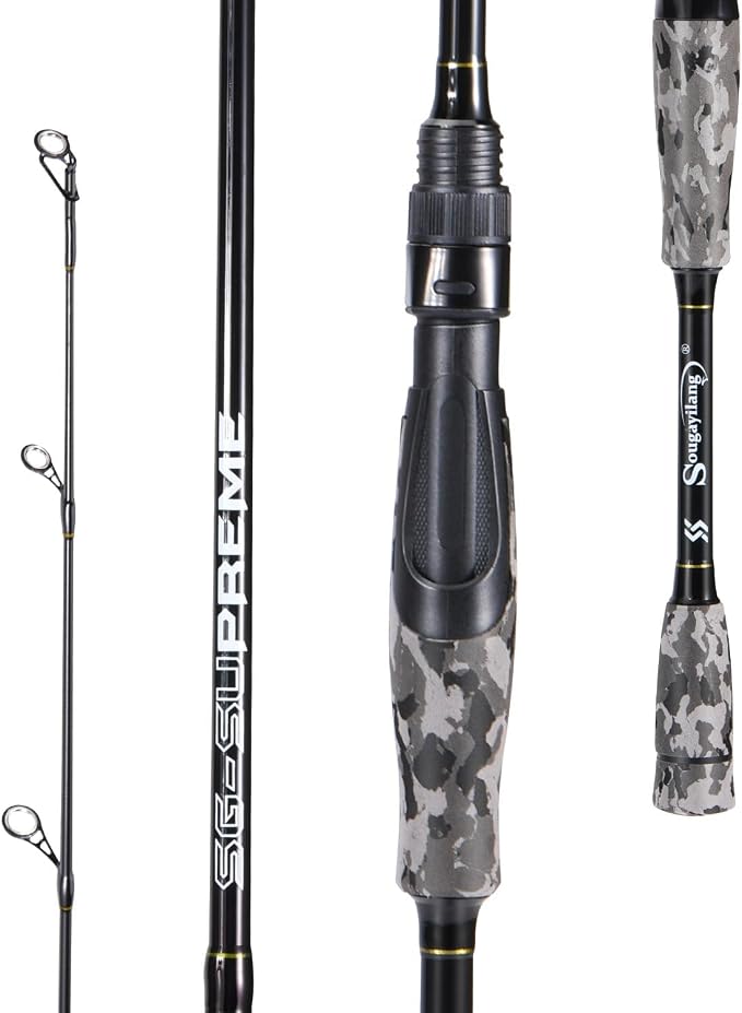 Sougayilang Fishing Rod - Medium 2Pc Graphite Composite Blank Spinning & Casting Rod, Camouflage EVA Grip, Smooth Transition Fishing Pole