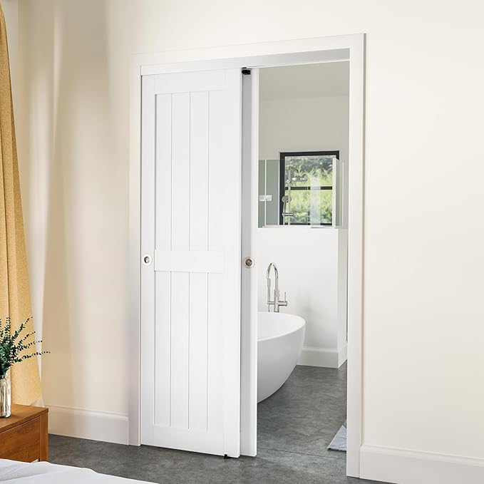 SMARTSTANDARD 48"/4FT Bypass Sliding Door Hardware Kit for Cabinet Closet, Aluminum Alloy Hardware with Finger Pull, for 2 Door System, Smoothly and Quietly, Fit 24.5" Wide Panel, No Door