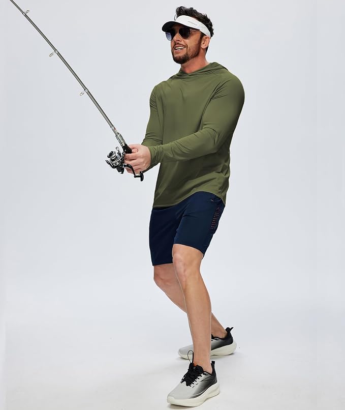 ZITY 5 Pack Mens UPF 50+ Hoodie Shirts Sun Protection Fishing Shirt Fast Dry Lightweight for Athletic Hiking Workout