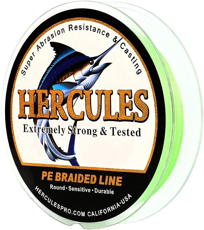 HERCULES Cost-Effective Super Cast 8 Strands Braided Fishing Line 10LB to 300LB Test for Salt-Water,109/328/547/1094 Yards(100M/300M/500M/1000M),Diam.#0.12MM-1.2MM,Hi-Grade Performance,Variety Colors